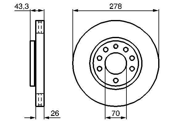 Disque de frein Bosch 0986479262 - ventilé - avant - boîte de 2 disques - 5 trous - épaisseur 26 mm_0