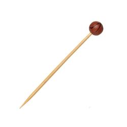 ECOLOMIQUE - 100 Pcs - Pic bambou décor basketball - 12 cm - ECO210BBBASK12 - Bambou ECO210BBBASK12_0