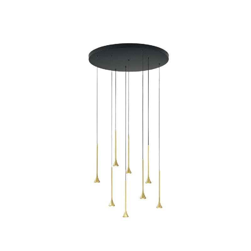 Fabas Luce Suspension Susa Ø500 Mm Led 40 W 3540 Lm 3000 K Dimmable En Métal Noir Et Laiton - Structure Élégante Ip20 Classe 1 - multicolore 80192_0