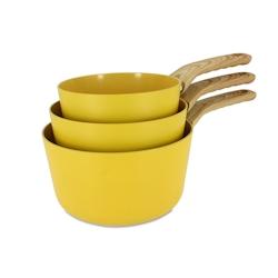 Menastyl - Set De 3 Casseroles Colorama Safran - Casserole 16/18 Et 20 Cm - En Aluminium - Revetement Antiadhesif En Ceramique - 3256391021231_0