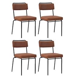 METRO PROFESSIONAL Chaise de restaurant rembourrée Mebejo, lot de 4, acier/simili cuir, marron/noir - marron plastique 4337255240018_0
