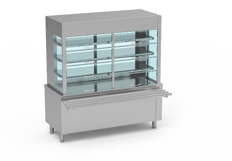 Meuble avec vitrine et plaque froide sans réserve 4gn1/1 - 1600x700x1725 - SIVPN-160_0