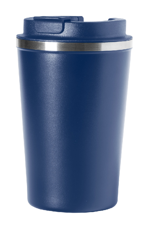 Mug thermos - isotherme double paroi en acier inoxydable - 350 ml - bleu foncé_0