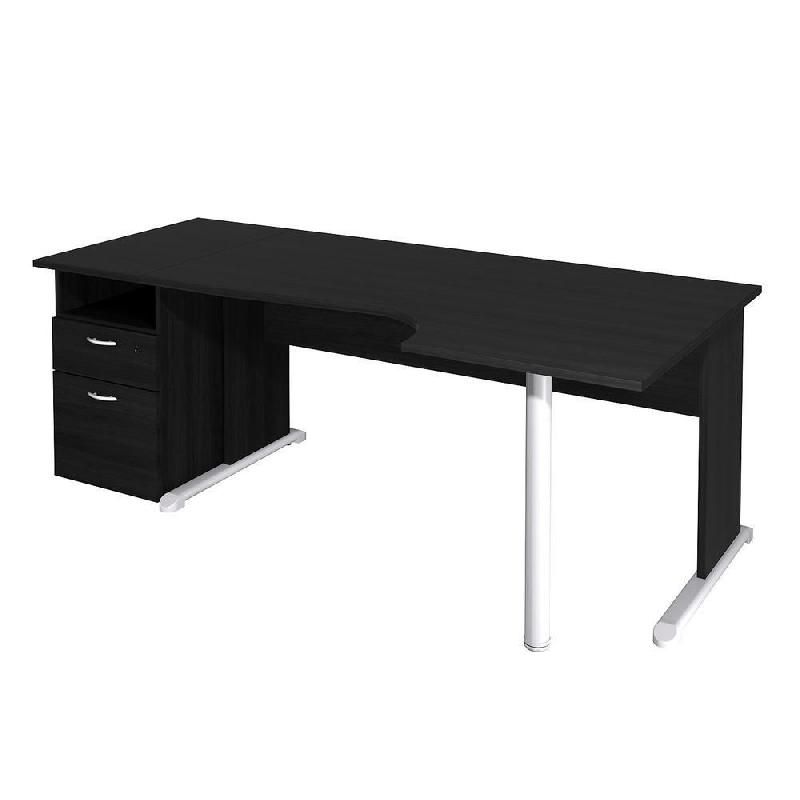 PACK PRONTO 2:BUREAU COMPACT DROITE NOIR+CAISSON BUREAU NOIR