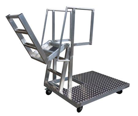 Plateforme d'accès machine en aluminium - ADML avec barrière de sécurité et roues pivotantes_0