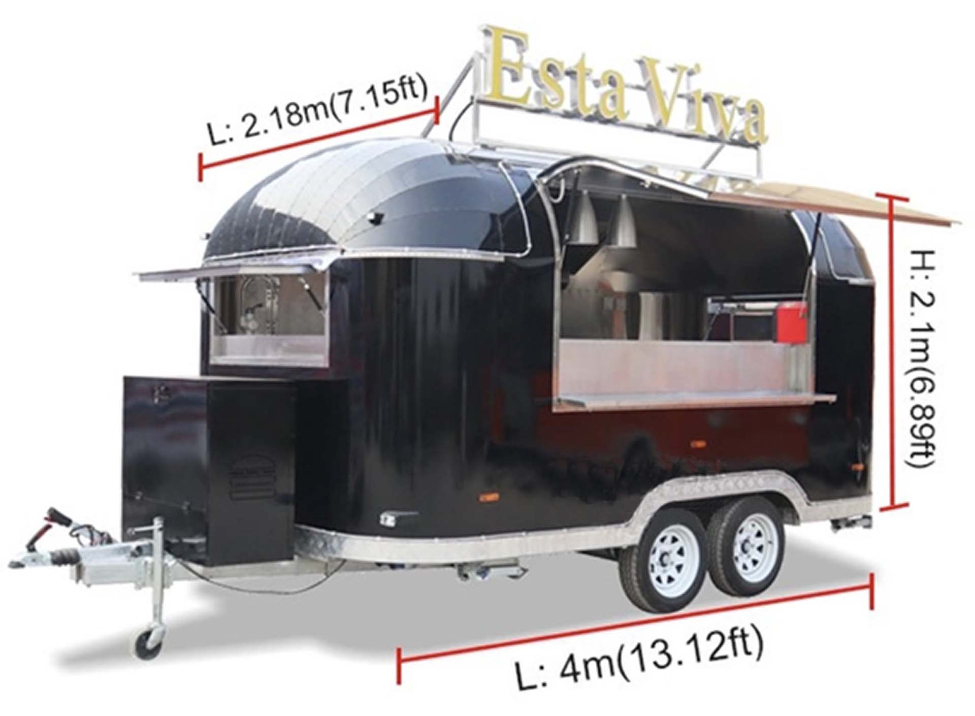 Remorque snack 4m sur-mesure - plan de travaille en acier inoxydable - 8 prises électriques_0