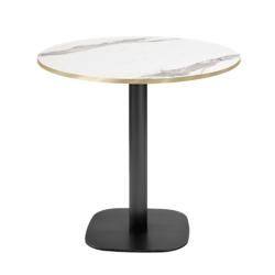 Restootab - Table Ø70cm - modèle Round marbre blanc chants laiton - blanc fonte 3760371519316_0