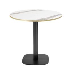 Restootab - Table Ø70cm - modèle Round marbre blanc chants laiton - blanc TB-ROU-R70M-MB.BLA-LAI_0