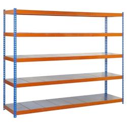 SimonRack Étagère Industrielle, 2000x1500x750 mm, 5 Niveaux, Métal, Étagère Charge Lourde, Bleu/Orange/Galvanisé - Simonforte - métal 8435104990919_0