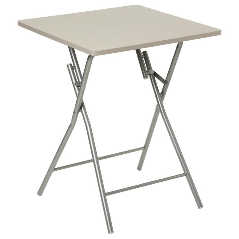 Table pliante 75cm - Basic taupe - Paris Prix, PVC & MDF, piètement en acier_0