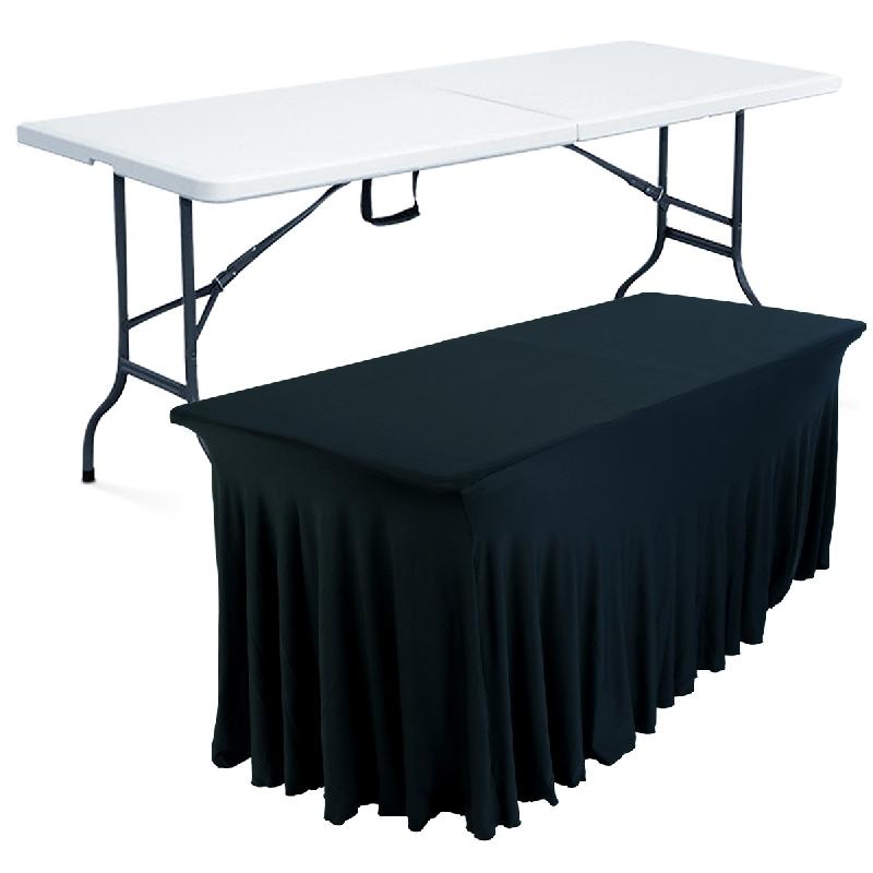 Table pliante 8 places et nappe drapée noire_0