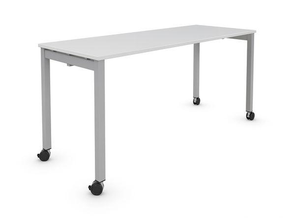 Table polyvalente sur roulettes Class plateau mélaminé blanc_0