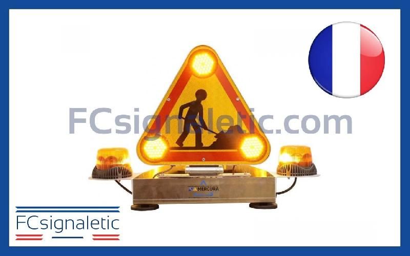 Triangle Triflash AK5 magnétique 500 mm avec prise allume cigare à relevage électrique classe 1 avec 2 Gyroled M80 - STANDBY MERCURA_0