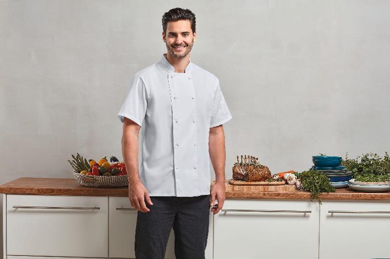 Veste de cuisine Coolchecker - Manches courtes, col mandarin, PR902 - Premier_0
