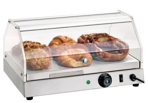 Vitrine chauffante en acier fin - 1 niveau - Température réglable jusqu’à +65°C - Dimensions 500x400x280 mm - Référence 980825_0