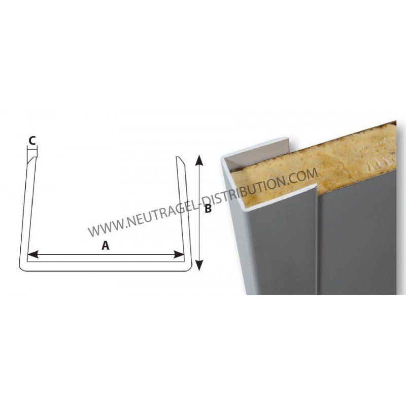 "u" d'habillage pour chants de panneaux 40 mm_0