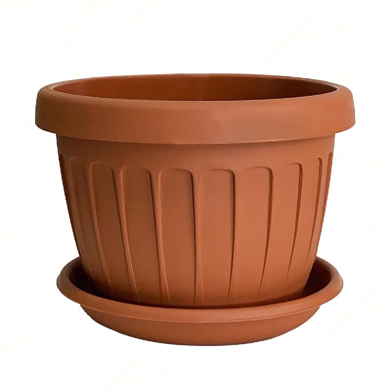 Bama Pot rond en terre cuite de 50 cm avec soucoupe, 46 litres - orange plastique 8007633999901_0
