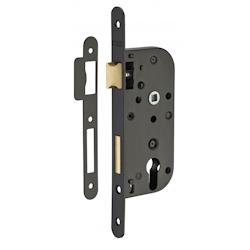 Boitier de serrure encastrable à cylindre pour porte d'entrée, axe 40mm, bouts ronds, noir - THIRARD - noir 3150260811063_0