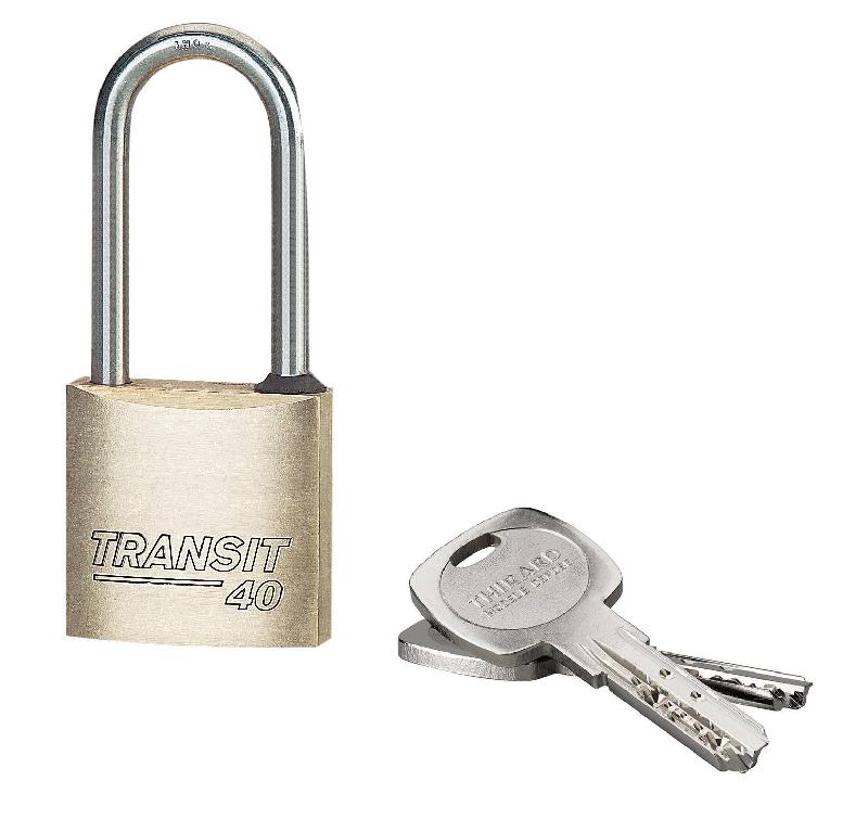 Cadenas à clé Transit 2 - 40 mm anse demi-haute - Corps laiton monobloc et anse inoxydable - THIRARD_0