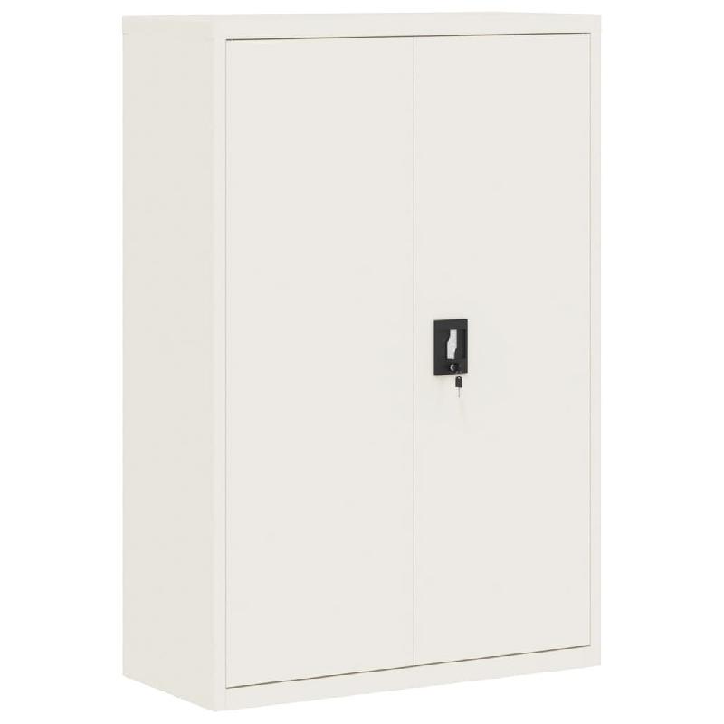 Décoshop26 - Caissons à tiroirs meuble de bureau avec 3 étagères réglables portes verrouillables 90 x 40 x 140 cm acier blanc DEC024525 - blanc a_0