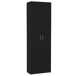 Décoshop26 - Meuble de bureau armoire de rangement 5 étagères avec deux portes 60 x 32 x 190 cm bois d'ingénierie noir DEC024467 - noir 3000254722113_0