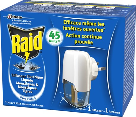 DIFFUSEUR ÉLECTRIQUE CONTRE LES MOUSTIQUES RAID + 1 RECHARGE 27 ML