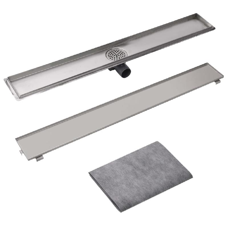 Drain de douche linéaire 93 cm - Acier inoxydable - Caniveau de douche avec insert de carrelage et débit élevé 40 L/min - Modèle 02_0003059_0