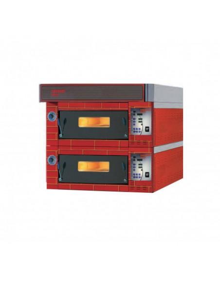 Four à pizzas 2x6 pizzas TORNATI FORNI - Référence EURO69D - Superposable, façade brique et inox, cuisson en briques réfractaires_0