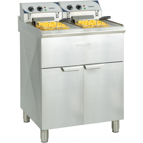 FRITEUSE PROFESSIONNELLE HAUT RENDEMENT SUR COFFRE AVEC VIDANGE - 2 X 10 L