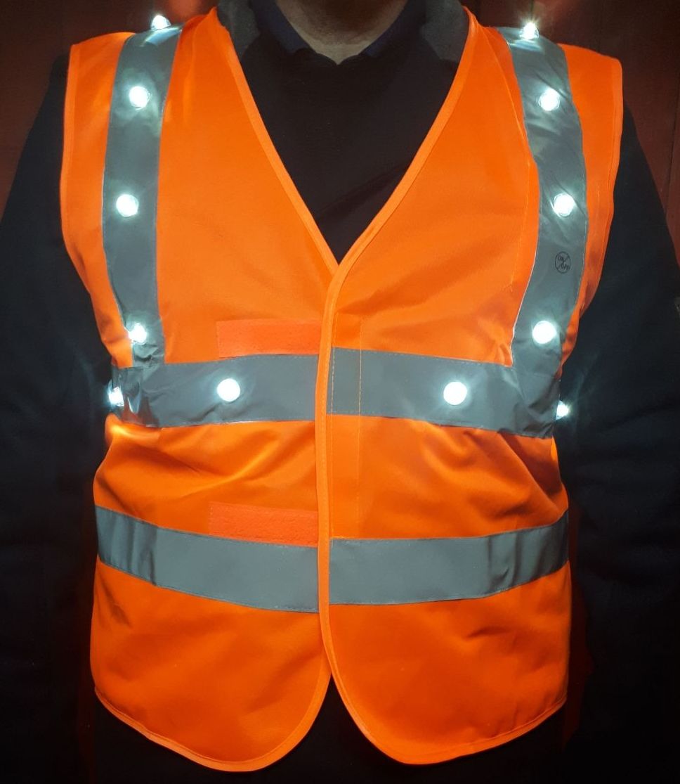 K-Safe Gilet de sécurité lumineux LED orange 14 LED rouges Prolutech