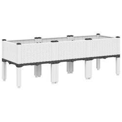 Helloshop26 - Jardinière bac lit surélevé plantes fleurs terrasse jardin avec pieds 120 x 40 x 42 cm PP blanc 02_0038149 - 3000214106670_0