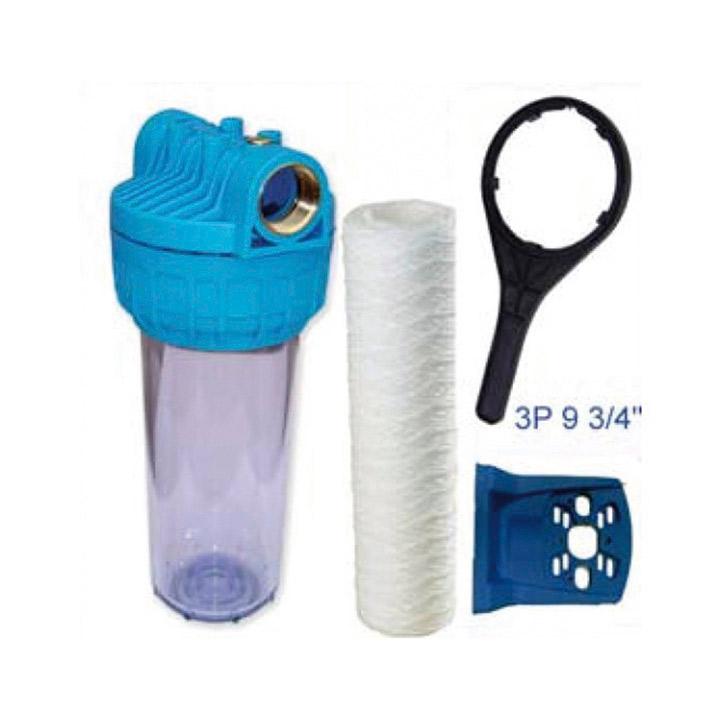 Kit filtre 3 pièces - avec porte-filtre, cartouche bobinée 50μ, support simple et clef_0