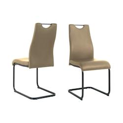 Möbilia Chaises cantilever, lot de 2 | Similicuir | Structure cantilever | L 42 x P 56 x H 98 cm | taupe – noir - multicolore multi-matériau 21020057_0