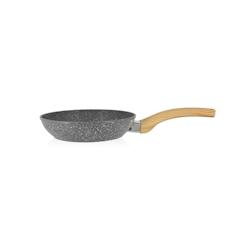 Menastyl - Poêle Cannelle 20cm en aluminium avec revêtement marbre 3 couches et poignée bois clair_0