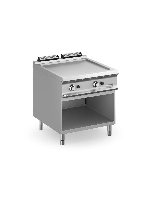Plancha gaz plaque lisse acier sur placard ouvert - 18.4 Kw - 800x900x850/900 mm - Martin MBM_0