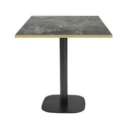 Restootab - Table 70x70cm - modèle Round pierre métallisée chants laiton - gris TB-ROU-7070M-P.METAL-LAI_0