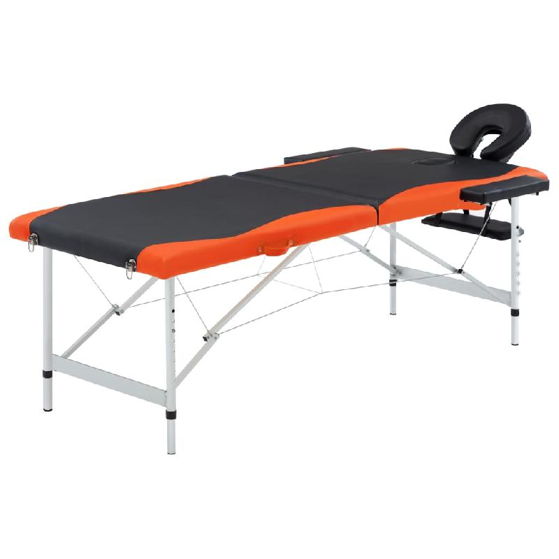 TABLE DE MASSAGE PLIABLE 2 ZONES INOX NOIR ET ORANGE 02_0001807_0