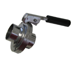 Vanne papillon SMS inox - Inox 316 avec poignée basculante et joint silicone rouge_0