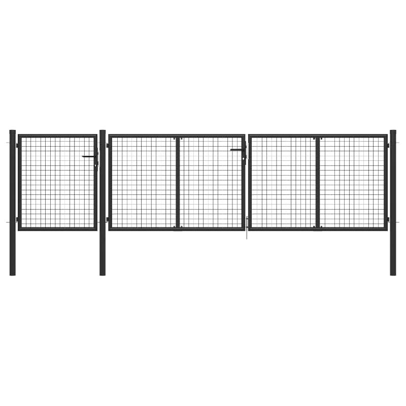 Vidaxl portail de jardin acier 400 x 100 cm anthracite 144329_0