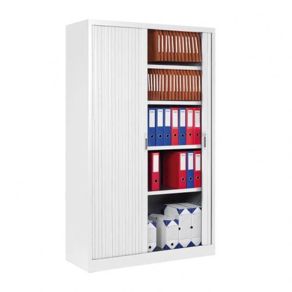 Armoire haute à rideaux - Corps blanc - 5 niveaux de rangement - Marque Rolléco_0