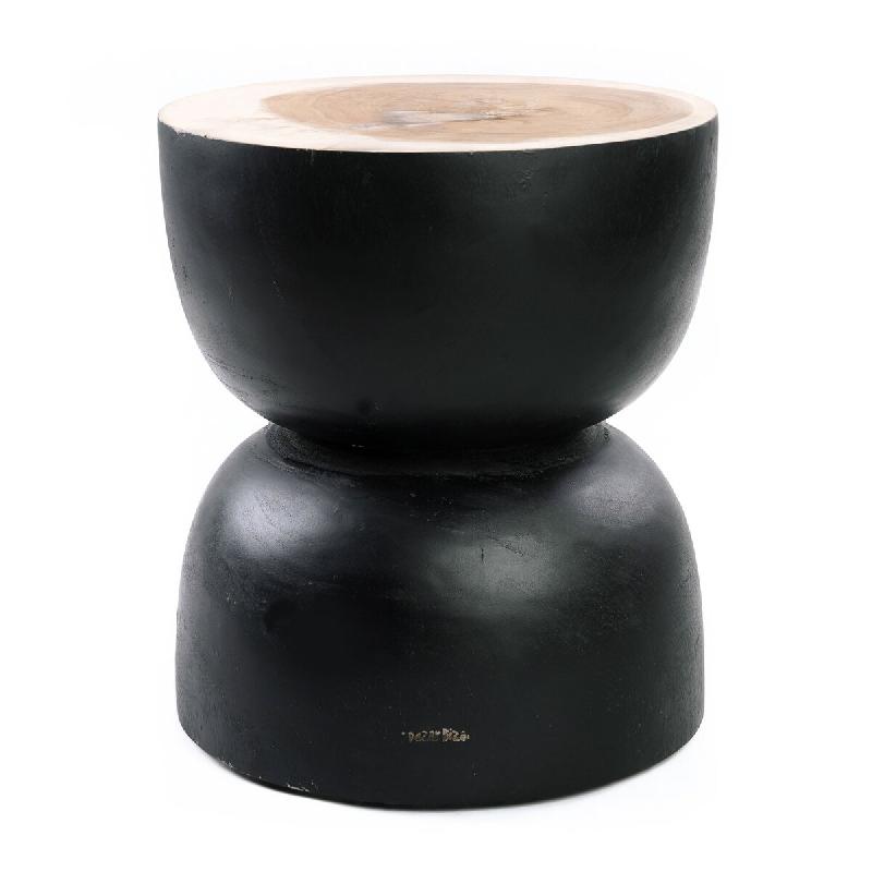 Bazar Bizar Tabouret en bois de suar 40x40x45 cm noir naturel - multicolore Bois massif JACI015BN_0