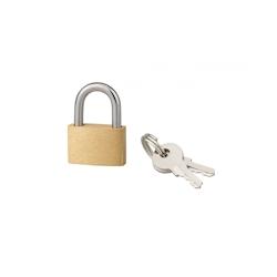 Cadenas BASIC à clé, base 25 mm, anse acier, 2 clés - SERRUPRIX - doré 3150269790253_0