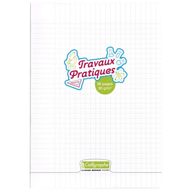 Calligraphe Lot de 5 Cahier Travaux Pratiques Ligne 8000 A4, 96p./48 feuilles 90 g/m² piquées, couv. PP incolore, Séyès / uni - 3210330181875_0