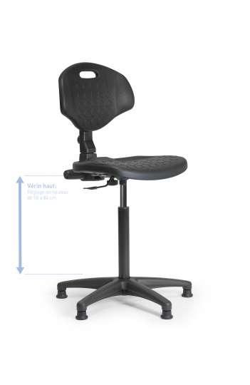 Chaise d'atelier en polyuréthane - contact permanent - vérin haut - patins glisseurs - réglable de 58 à 84 cm_0