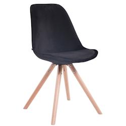 Décoshop26 - Chaise de salle à manger design scandinave en velours noir et pieds en bois clair forme rond 10_0003434 - noir 3000251579017_0