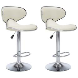 Décoshop26 - Lot de 2 tabourets de bar chaises hautes design moderne en PVC crème et acier DEC029650 - 3000257482823_0
