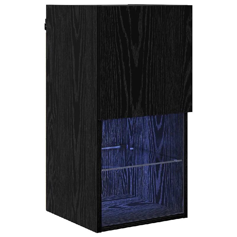 Helloshop26 - Meuble TV mural design moderne 30,5 x 30 x 60 cm avec étagères pratiques ambiance contemporaine en bois noir 02_0052808 - noir Bois ma_0