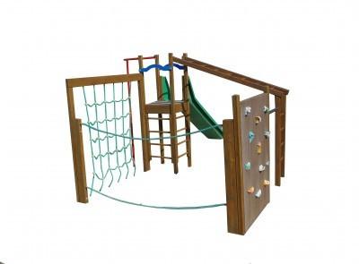 JEUX DE GRIMPE EN BOIS PAGO PAGO GLISSIÈRE POUR LES 3-12 ANS - STRUCTURE COMPLÈTE_0