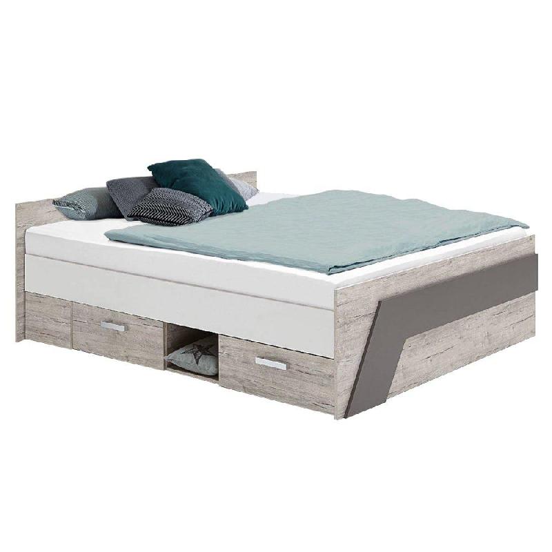 Lit compact NANTES - 2 tiroirs, couchage 140 cm, design moderne et fonctionnel_0