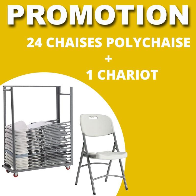 Lot de 24 chaises pliantes Polychaise M2 + 1 chariot de transport - légères et pratiques_0